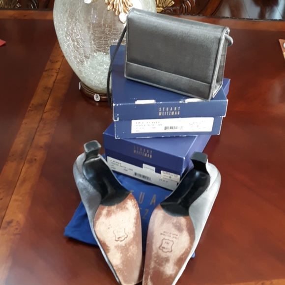 Stewart Weitzman pewter matte shoes/purse - Picture 3 of 5
